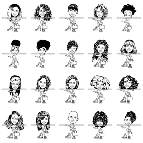 Bundle 20 Cute Afro Lola Boss Lady Summer Fashion Dope Diva Glamour .SVG Cutting