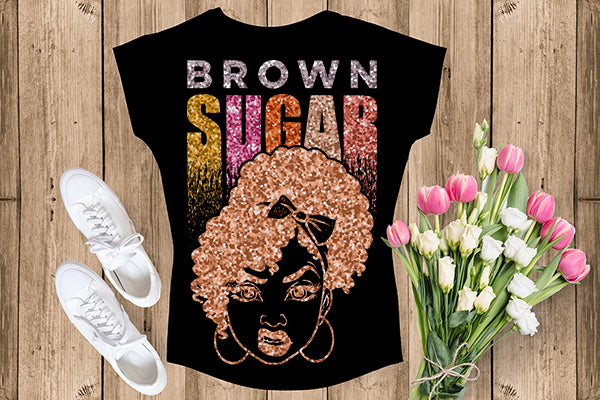 Brown Sugar Melanin Woman Sparkles African American Female Nubian Designs For T-Shirts Sublimation Print Cut Cutting SVG PNG JPG Vector Files