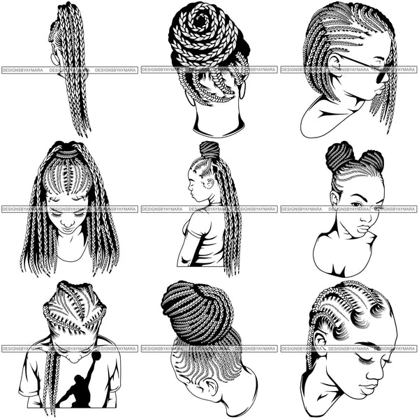 Super Bundle 100 Afro Woman Braids Dreads Dreadlocks Hairstyle SVG Cut Files For Silhouette and Cricut