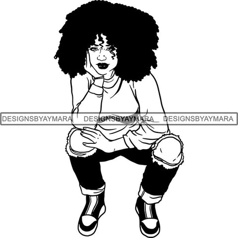 Afro Independent Successful Woman SVG Cutting Files For Silhouette Cricut and More