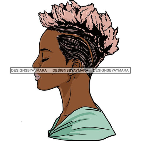 Afro Woman Short Haircut Curly Hairstyle Fashion Makeup Glamour SVG Files For Cutting and More!