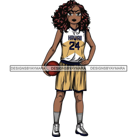 Afro Lola Basketball Player Sport Woman SVG Clipart Vector Cutting Cut Files