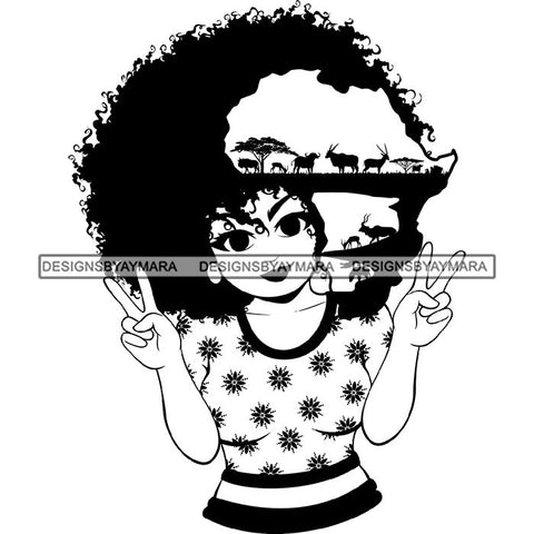 African American Woman Goddess Safari Savanna Africa Continent SVG Files For Cutting and More!