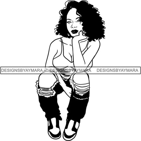 Afro Independent Successful Woman SVG Cutting Files For Silhouette Cricut and More