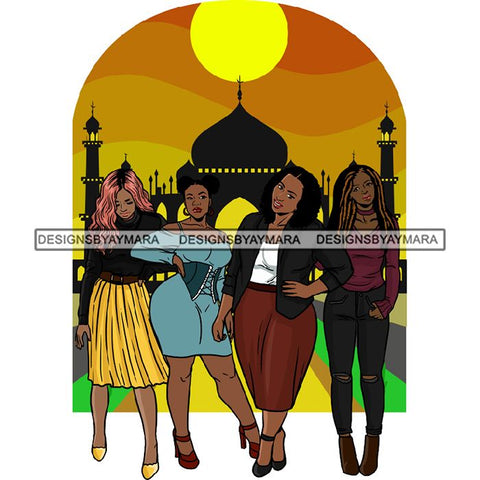 Friends Hanging Out Together Shopping Traveling Vacation Fun Buddy Sisters Girlfriends Women SVG Cutting Files