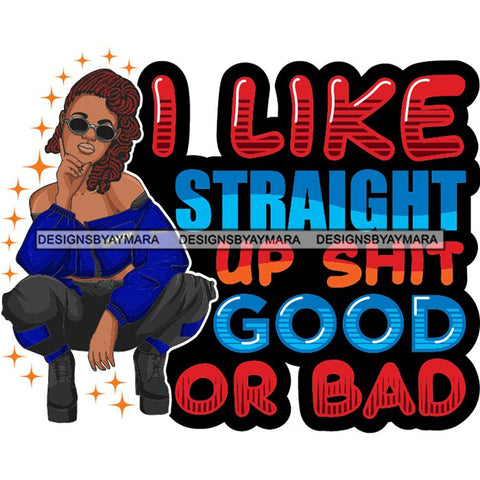 Afro Lola Squatting Bad Ass Life Quotes Confident Lady .SVG Clipart Vector Cutting Files