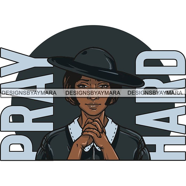 Afro Woman Praying God Lord Faith SVG Cutting Files For Silhouette Cricut and More