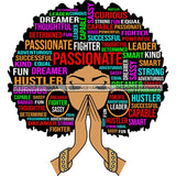 Afro Woman Praying Hair Life Quotes Strong Independent Educated Melanin SVG Cutting Files