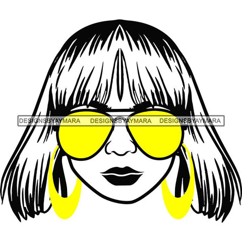 Afro Lola Boss Lady Dope Diva Glamour Wearing Glasses Accesories .SVG Cut Files