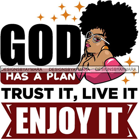Afro Melanin Popping Lola Kinky Hair God Quotes SVG Cutting Files For Silhouette Cricut and More