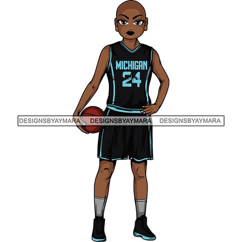 Afro Lola Basketball Player Sport Woman SVG Clipart Vector Cutting Cut Files