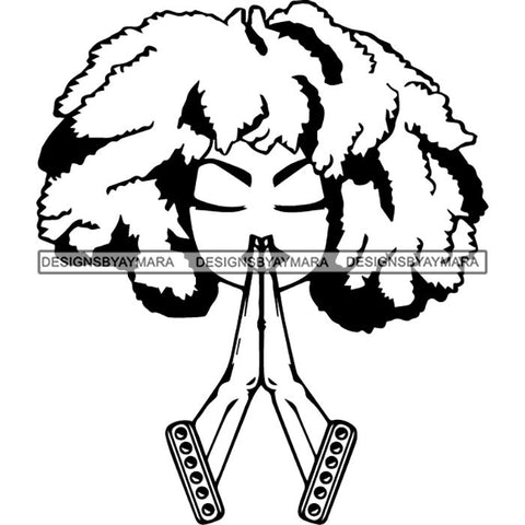 Afro Lola Praying Begging Asking God Lord Faith Strength .SVG Vector Clipart Cutting Files For Silhouette Cricut and More!