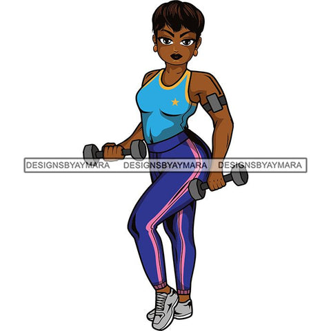Lola Afro Beautiful Black Proud Woman Working Out .SVG Cutting Files For Silhouette and Cricut and More!