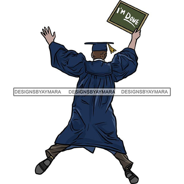 Graduation Man Achievement Hard Work Diploma Success Robe Cap Certificate College SVG Cutting Files