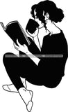 Woman Reading A Book Education Smart Classy Lady Drinking Coffee Wine .SVG Cutting Files For Silhouette Cricut and More!