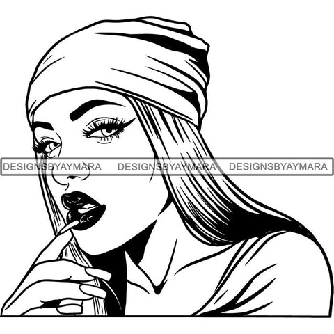 Beautiful Woman Turban Head Wrap Hairstyle SVG Files For Cutting and More!