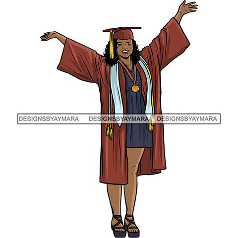 Graduation Achievement Hard Work Diploma Success Robe Cap Certificate College SVG Cutting Files