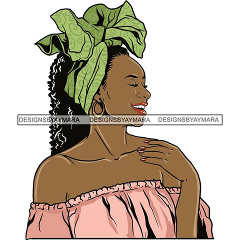 Beautiful Woman Turban Head Wrap Hairstyle SVG Files For Cutting and More!