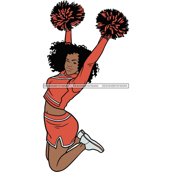 Afro Cheerleader Woman SVG Cutting Files For Silhouette Cricut and More