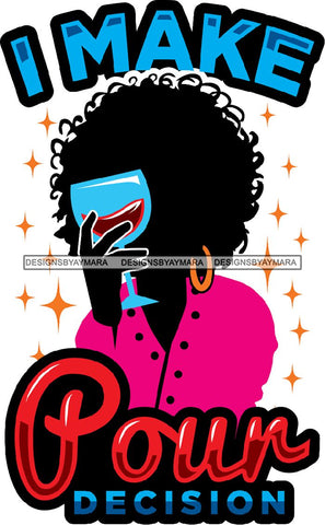 Afro Woman Drinking Wine Feeling Fine Relax SVG Cutting Files For Silhouette Cricut and More!