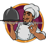 Hotel Chef Good Chef Happy Face Kitchen Male Chef Food Products Hot Plate On Hand Vector Design Element SVG JPG PNG Vector Clipart Cricut Silhouette Cut Cutting