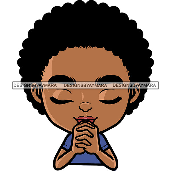 Afro Baby Girls Praying Hand Baby Face Puffy Hairstyle African American Girls Cute Face Smile Happy Life Vector SVG JPG PNG Vector Clipart Silhouette Cut Cutting