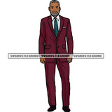 African American Old Man Wearing Business Suit Male Character Standing Clothing Jacket Color Design Element White Background SVG JPG PNG Vector Clipart Cricut Silhouette Cut Cutting