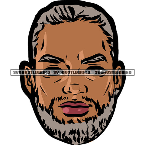 African American Old Man Head Male Character Face Clothing Strongman Gentleman Color Design Element White Background SVG JPG PNG Vector Clipart Cricut Silhouette Cut Cutting