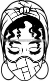 Afro Woman Messy Hair Wearing Face Mask Headband Black Girl Magic Melanin Popping Hipster Girls SVG JPG PNG Layered Cutting Files For Silhouette Cricut and More