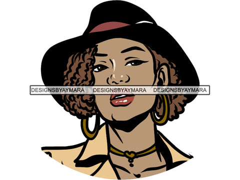 Sassy Black Woman Wearing Hat JPG PNG  Clipart Cricut Silhouette Cut Cutting