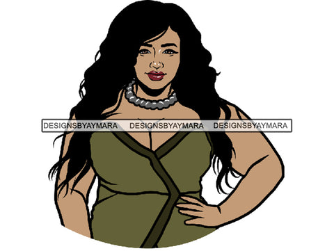 Thick Sexy Woman Long Black Hair In Grass Dress  JPG PNG  Clipart Cricut Silhouette Cut Cutting