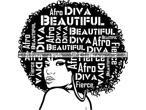 Afro Beautiful Black Woman SVG African American Ethnicity Afro Puffy Hairstyle Beauty Salon Queen Diva Classy Lady  Beautiful People Beauty Salon Princess