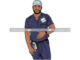Black Doctor Nurse Man African Model Confidence Power Male Attractive Strength Men Power Fit Build Healthy .SVG .EPS .PNG Vector Clipart Not For Cutting