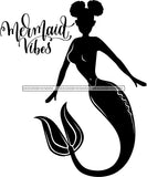 Afro Black Woman Mermaid Aquatic Creature  SVG Cutting File For Silhouette and Cricut
