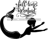 Afro Black Woman Mermaid Aquatic Creature  SVG Cutting File For Silhouette and Cricut