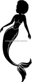 Afro Black Woman Mermaid Aquatic Creature  SVG Cutting File For Silhouette and Cricut