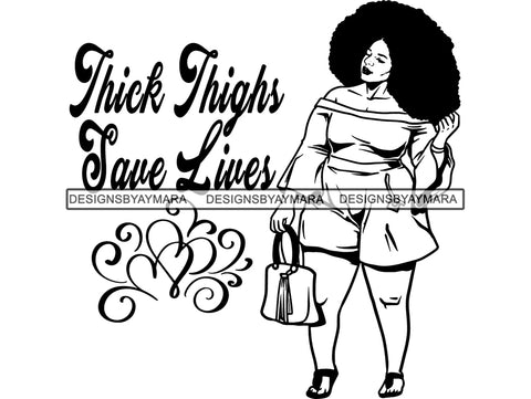 Afro Thick BBW Woman SVG African American Ethnicity Afro Puffy Hair Queen Diva Classy Lady  Beautiful Big And Bougie SVG PNG JPG EPS Vector Clipart Cricut Cutting Cut