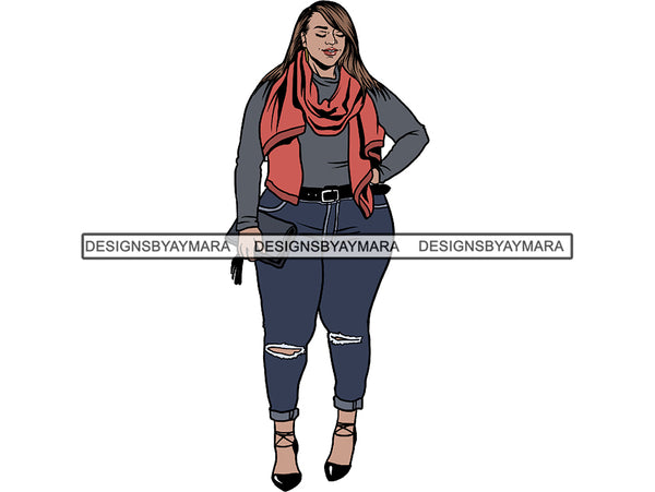 Plus Size Curvy Woman Thick Goddess BBW African American Ethnicity Queen Diva Classy Lady .SVG .PNG .JPG Vector Clipart Not For Cutting