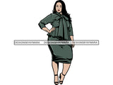 Plus Size Curvy Woman Thick Goddess BBW African American Ethnicity Queen Diva Classy Lady .SVG .PNG .JPG Vector Clipart Not For Cutting