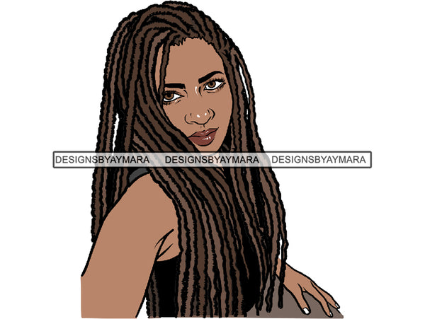 Afro Woman Goddess Fabulous African American Ethnicity Braids Dreads Hairstyle .PNG .SVG Clipart Not For Cutting