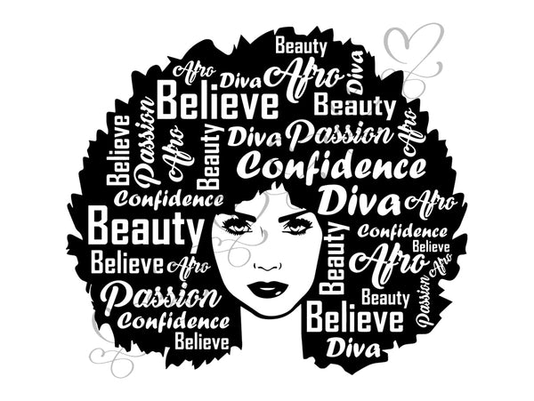 Afro Beautiful Black Woman SVG African American Ethnicity Afro Puffy Hairstyle Beauty Salon Queen Diva Classy Lady  Beautiful People Beauty Salon Princess