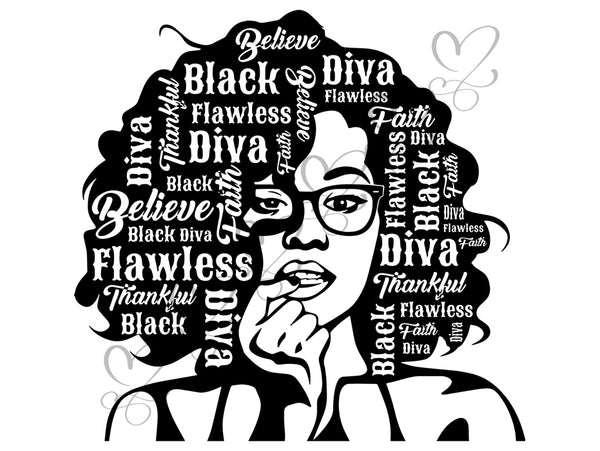 Afro Beautiful Black Woman SVG African American Ethnicity Afro Puffy Hairstyle Beauty Salon Queen Diva Classy Lady  Beautiful People Beauty Salon Princess