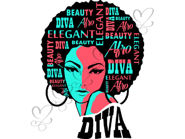 Afro Beautiful Black Woman SVG African American Ethnicity Afro Puffy Hairstyle Beauty Salon Queen Diva Classy Lady  Beautiful People Beauty Salon Princess
