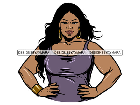 Thick Black Woman Long Hair In Purple Dress  JPG PNG  Clipart Cricut Silhouette Cut Cutting