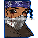 African American Woman Wearing Musk Face Design Element Color Head Blood Dripping On Eye White Background SVG JPG PNG Vector Clipart Cricut Cutting Files