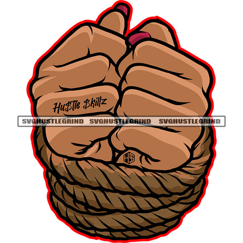 Woman Hands Tied Rope Vector Design Element Rope And Fist Hand White Background Color Hand SVG JPG PNG Vector Clipart Cricut Cutting Files