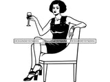 Beautiful Woman SVG Drinking Wine Goddess Queen Diva Classy Lady  .SVG .EPS .PNG Vector Clipart Digital Cricut Circuit Cut Cutting