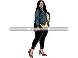 Afro Thick BBW Woman African American Ethnicity Queen Diva Classy Lady Beautiful Big And Bougie  PNG JPG EPS Vector Clipart