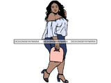 Afro Thick BBW Woman African American Ethnicity Queen Diva Classy Lady Beautiful Big And Bougie  PNG JPG EPS Vector Clipart