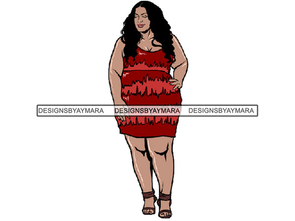 Afro Thick BBW Woman African American Ethnicity Queen Diva Classy Lady Beautiful Big And Bougie  PNG JPG EPS Vector Clipart